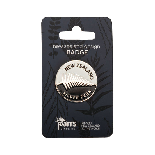 222B - Badge Silver Fern Round