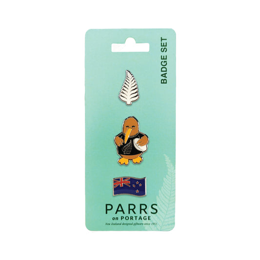242BS - Badge Kiwi Rugby Set of 3