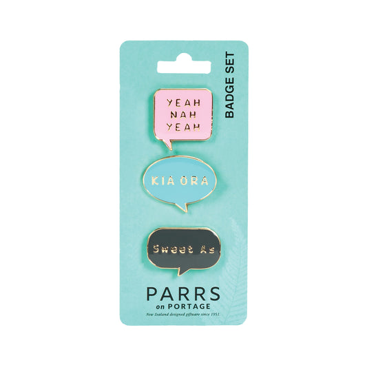 251BS - Badges New Zealand Sayings Set of 3