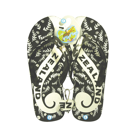FFSFBM - Flip Flops Silver Fern Black M