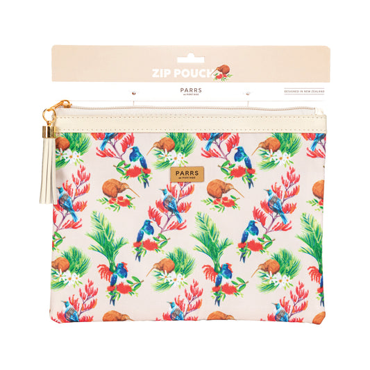 ZPBFB - Zip Pouch Birds Flower Beige