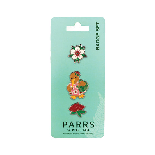 244BS - Badge Kiwi Girl Set of 3