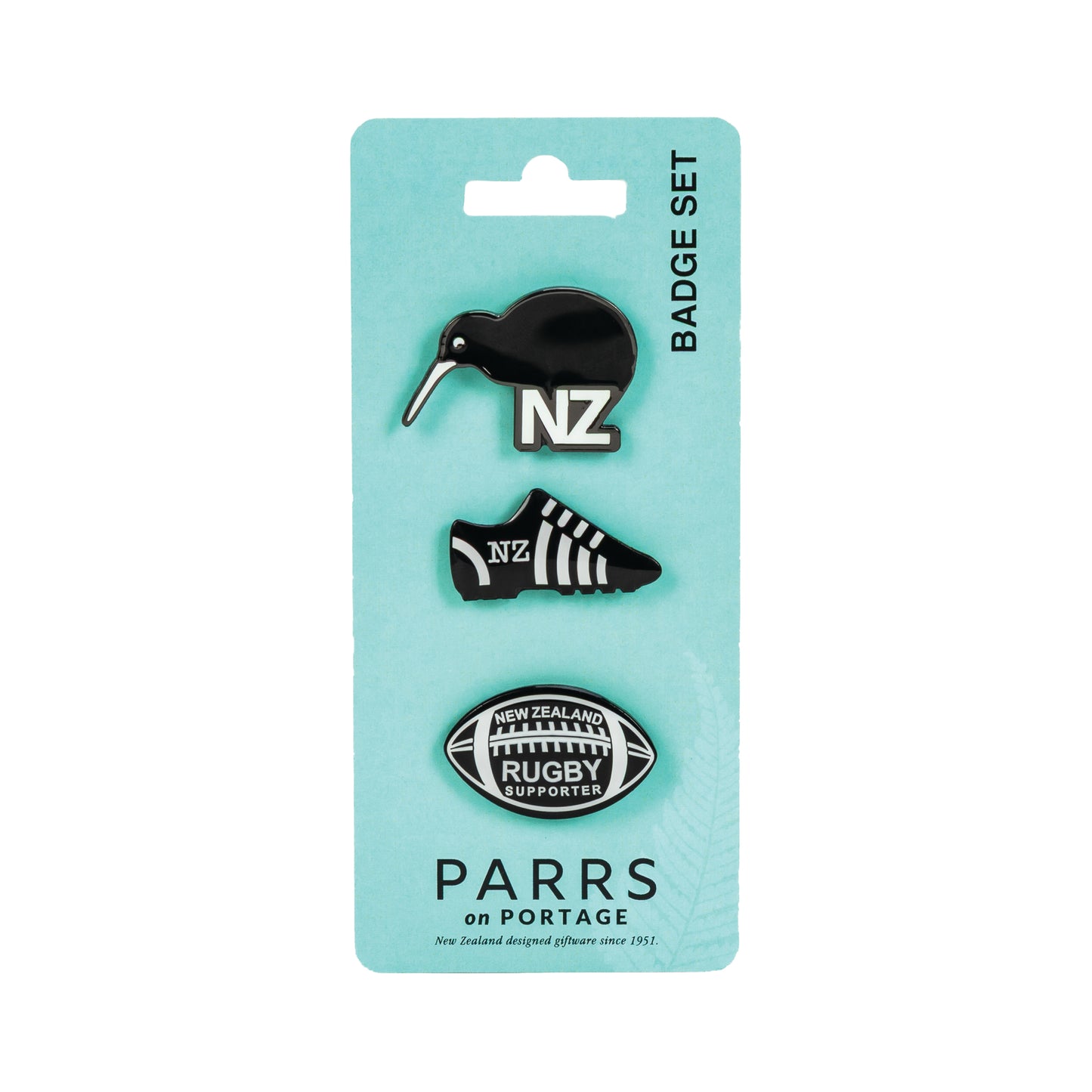 254BS - Badges Black Rugby Set of 3