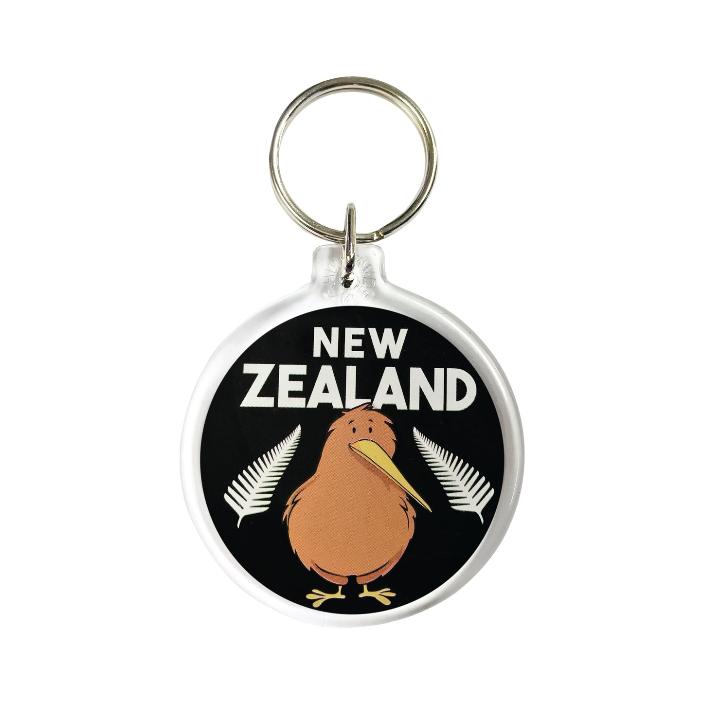 314K - Keyring Acrylic Comical Kiwi & Ferns