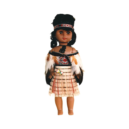 50 - Doll 35cm Wahine Full Feather Cloak Poi Boxed