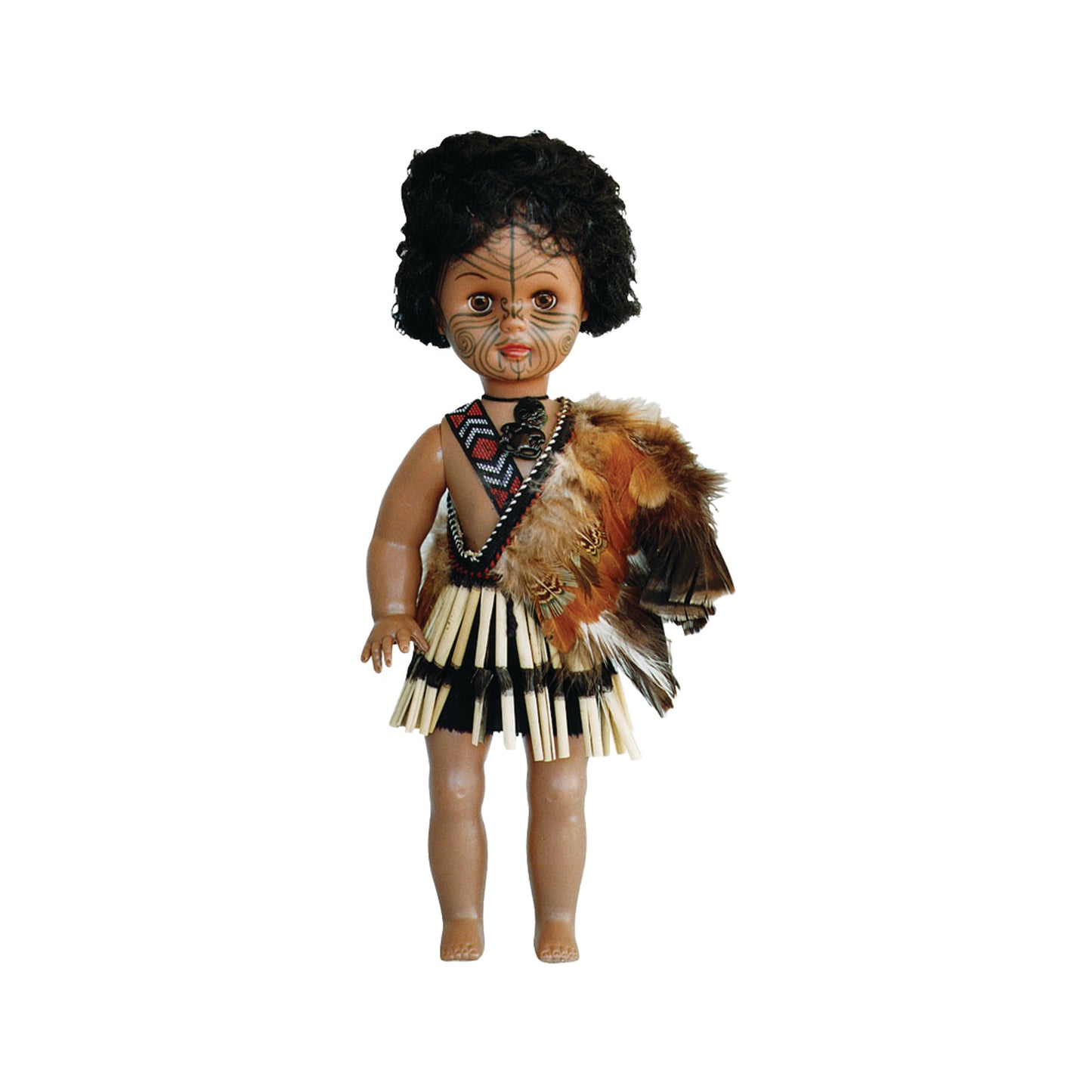 51W - Doll 35cm Warrior Feather Cloak Piupiu Skirt