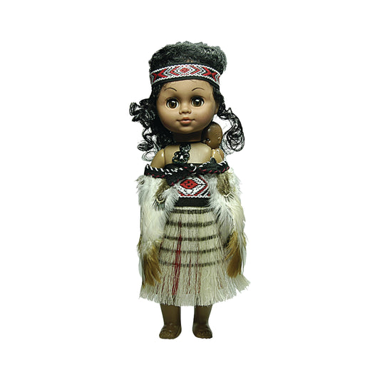 64B - Doll 27cm Wahine Full Feather Cloak with Baby