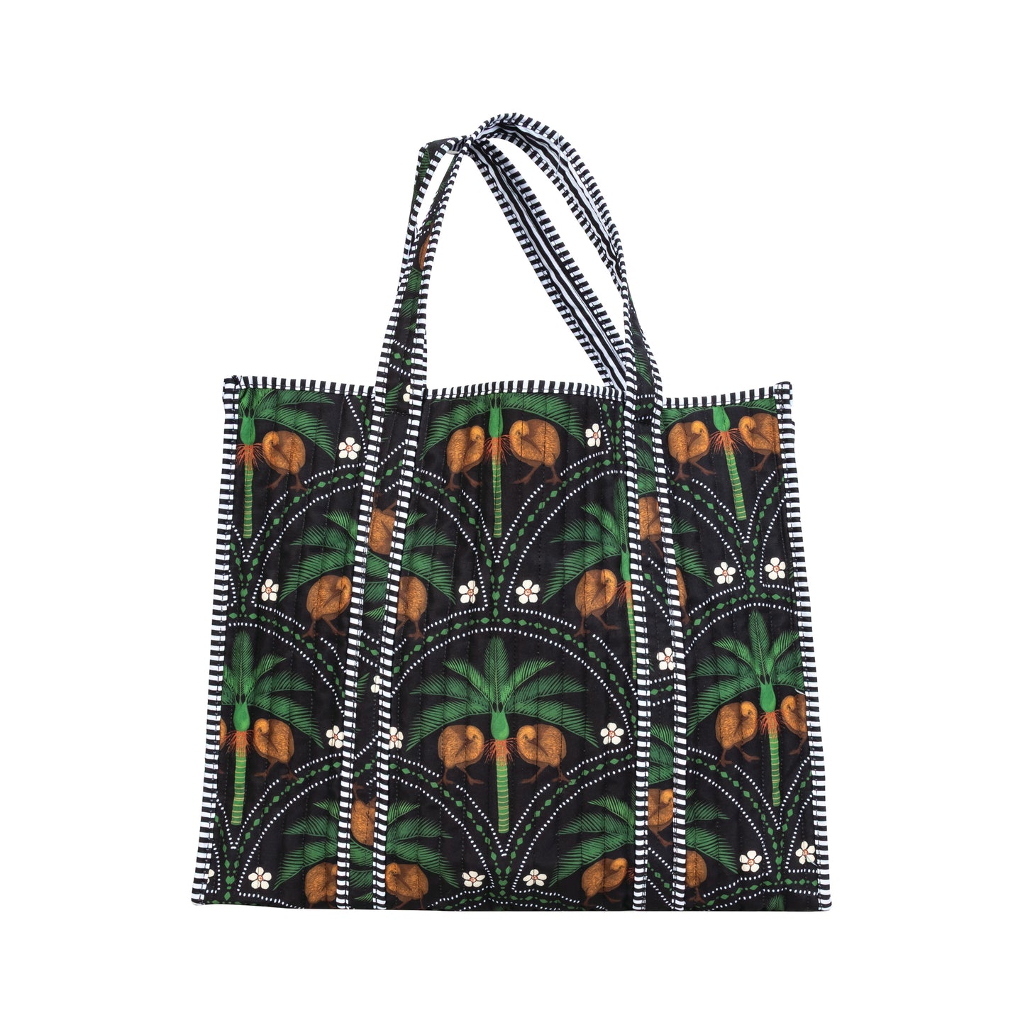 BQKTNB - Bag Quilted Kiwi Tropics with Nikau's Black