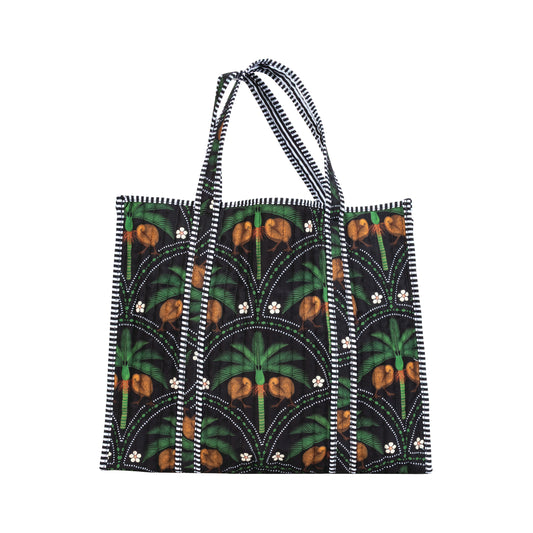 BQKTNB - Bag Quilted Kiwi Tropics with Nikau's Black