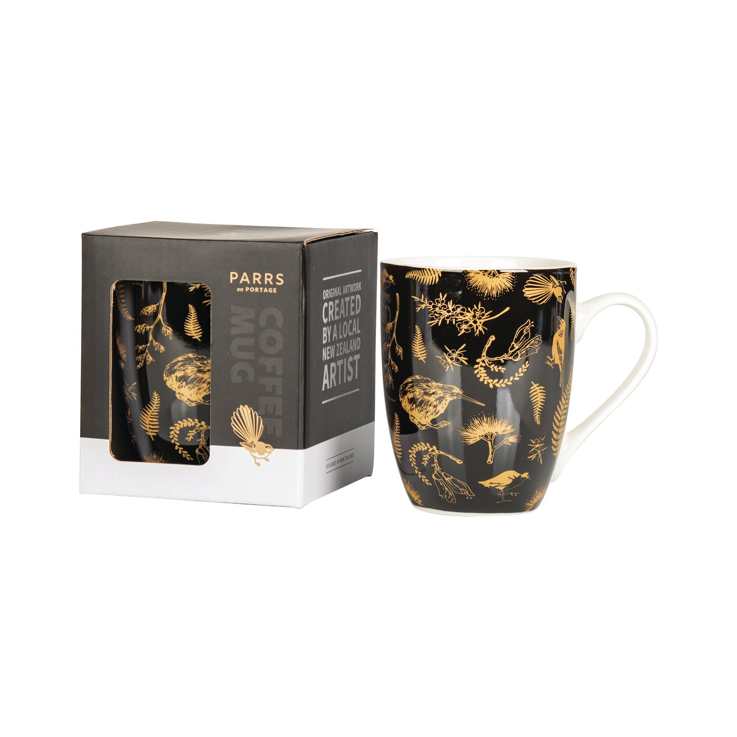 CMBGB - Coffee Mug Black & Gold Birds