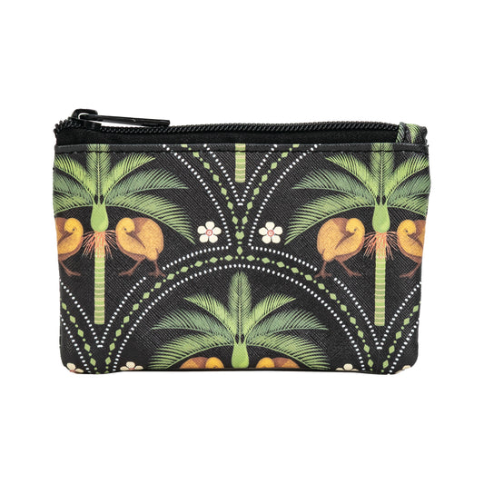 CPKTNB - Coin Purse Kiwi Tropics with Nikau's Black