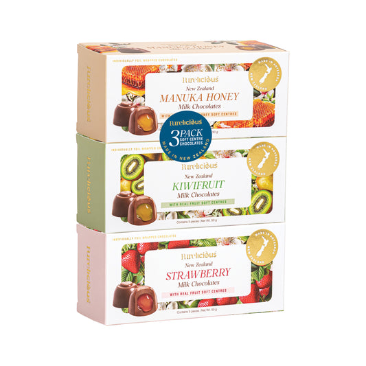CSC5A3 - Chocolates Soft Centered 3pk 5pcs (Kiwifruit, Manuka Honey, Strawberry)