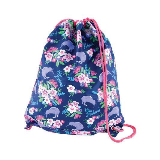 DBKBFN - Drawstring Bag Kiwi & Bouquet Flowers Navy