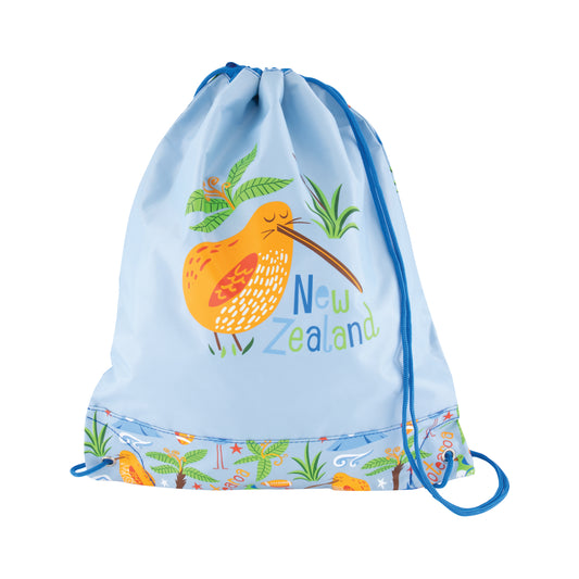 DBKPB - Drawstring Bag Kiwi & Ponga Blue