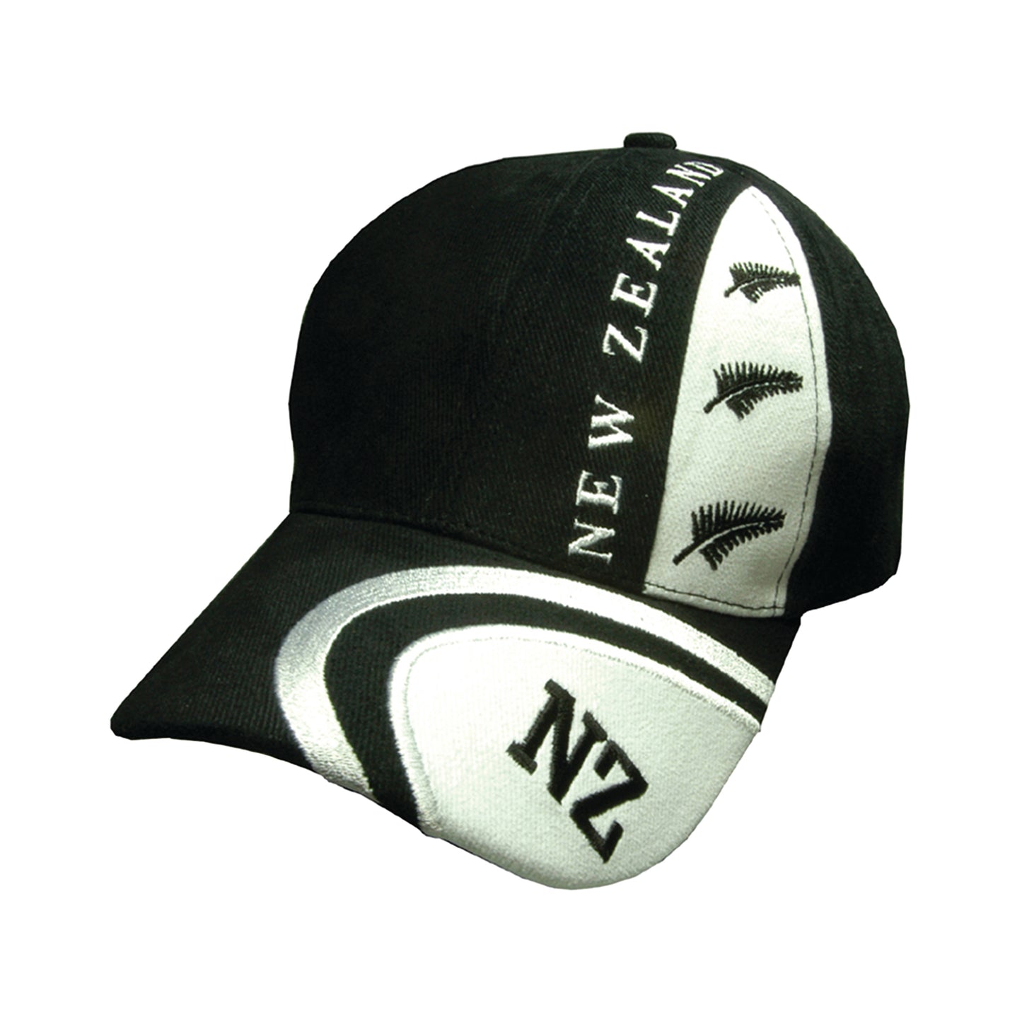 HBFEBL - Hat Brushed 3 Ferns&NZ Blk