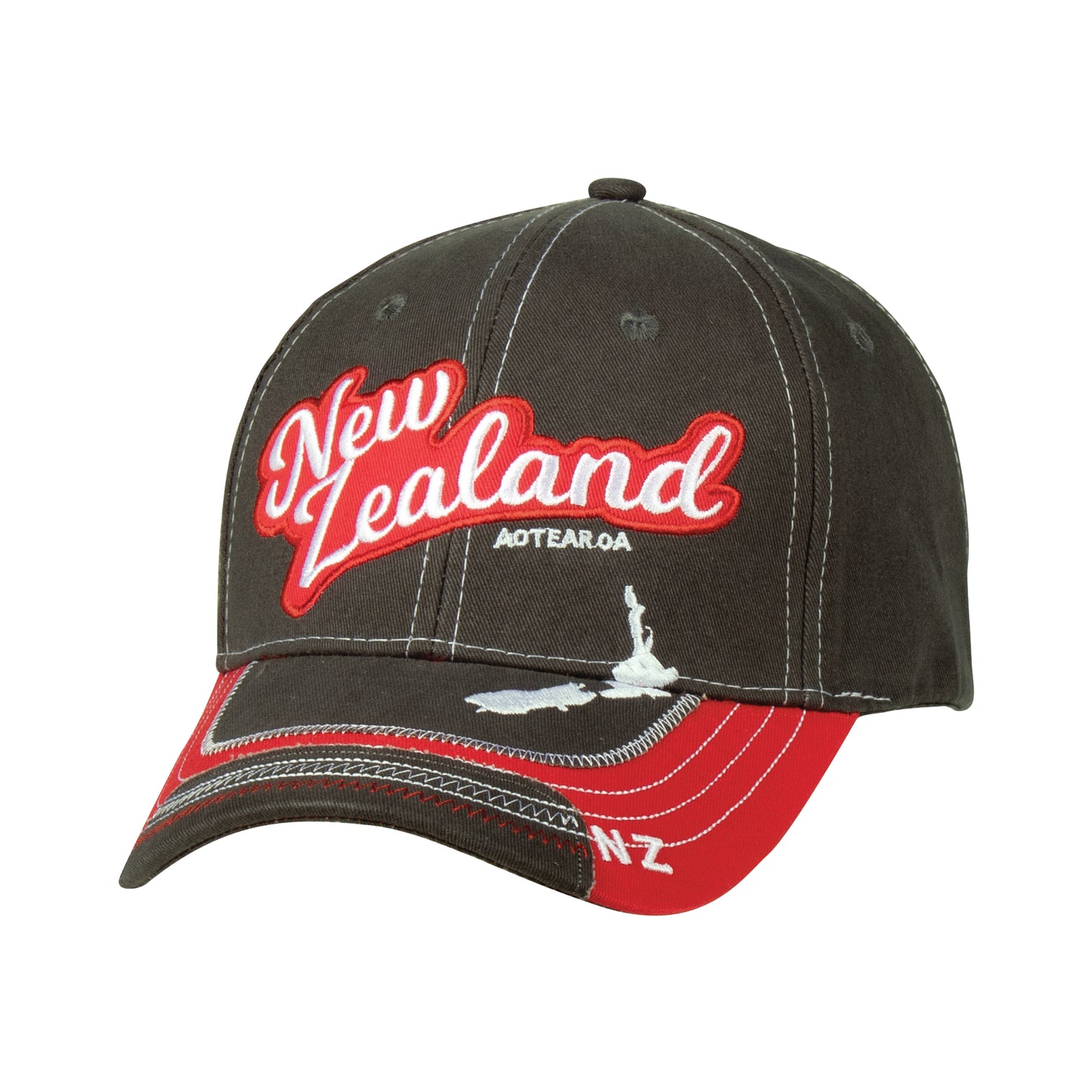 HCNZAR - Hat Cotton New Zealand Aotearoa Red/Grey