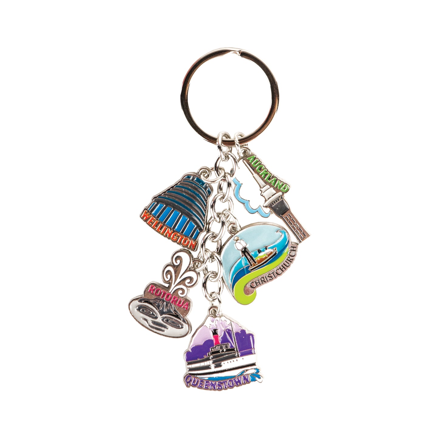 KR124 - Keyring Metal 5 Charm Cities