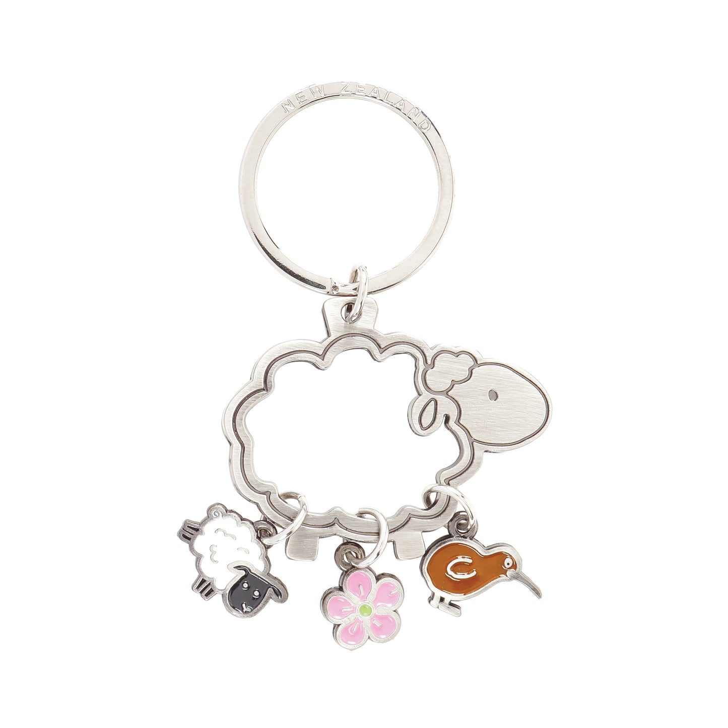 KR143 - Keyring Metal Sheep cut-out with charms