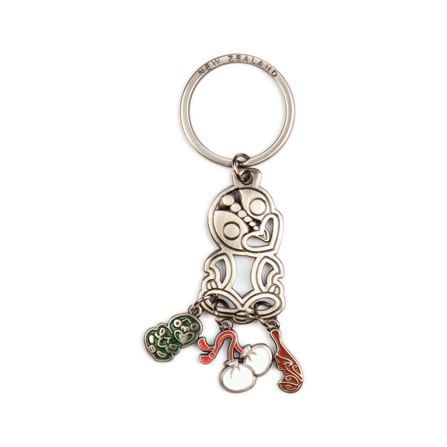 KR154 - Keyring Metal Tiki cut-out with charms