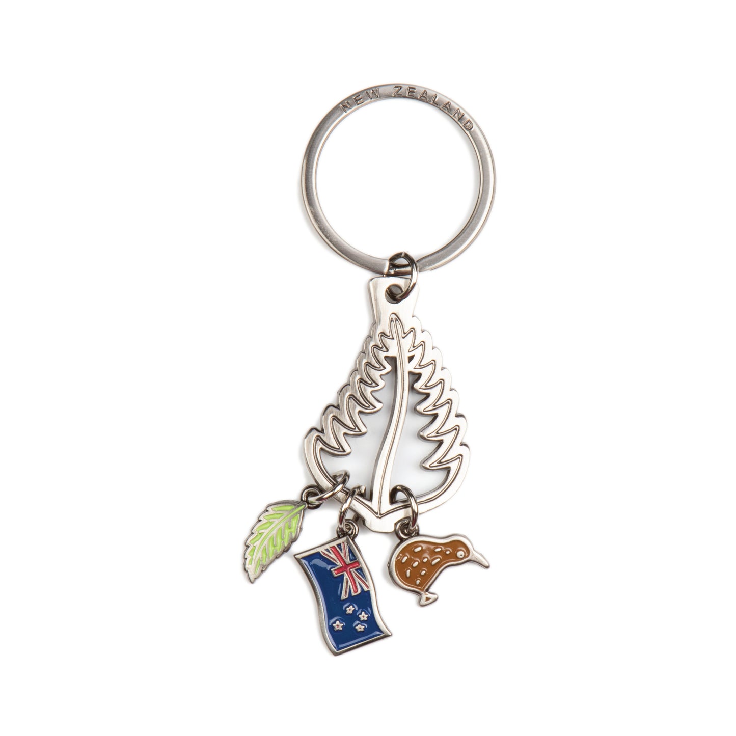 KR155 - Keyring Metal Fern cut-out with charms