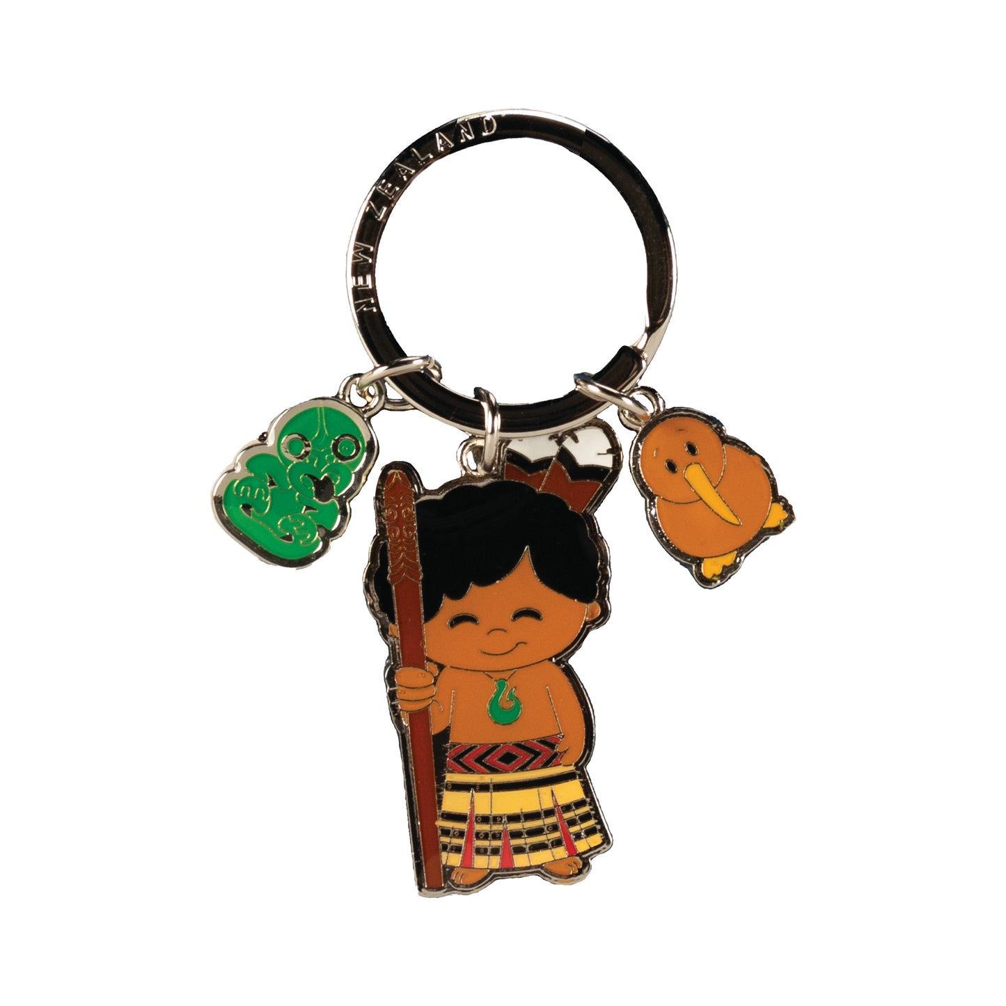 KR168 - Keyring Metal Maori Boy with charms