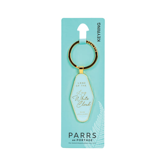 KR178 - Keyring Metal Land of the Long White Cloud Blue