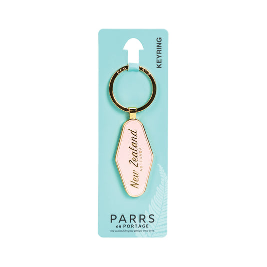 KR179 - Keyring Metal New Zealand Aotearoa Pink