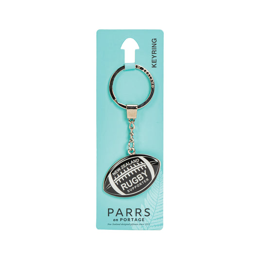 KR188 - Keyring Metal Rugby Ball NZ