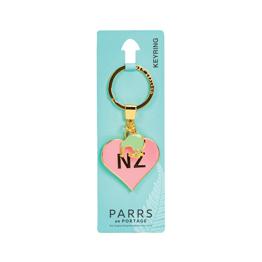 KR190 - Keyring Metal NZ in Pink Heart