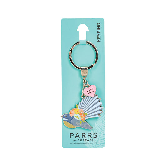 KR191 - Keyring Metal Fantail with Flowers