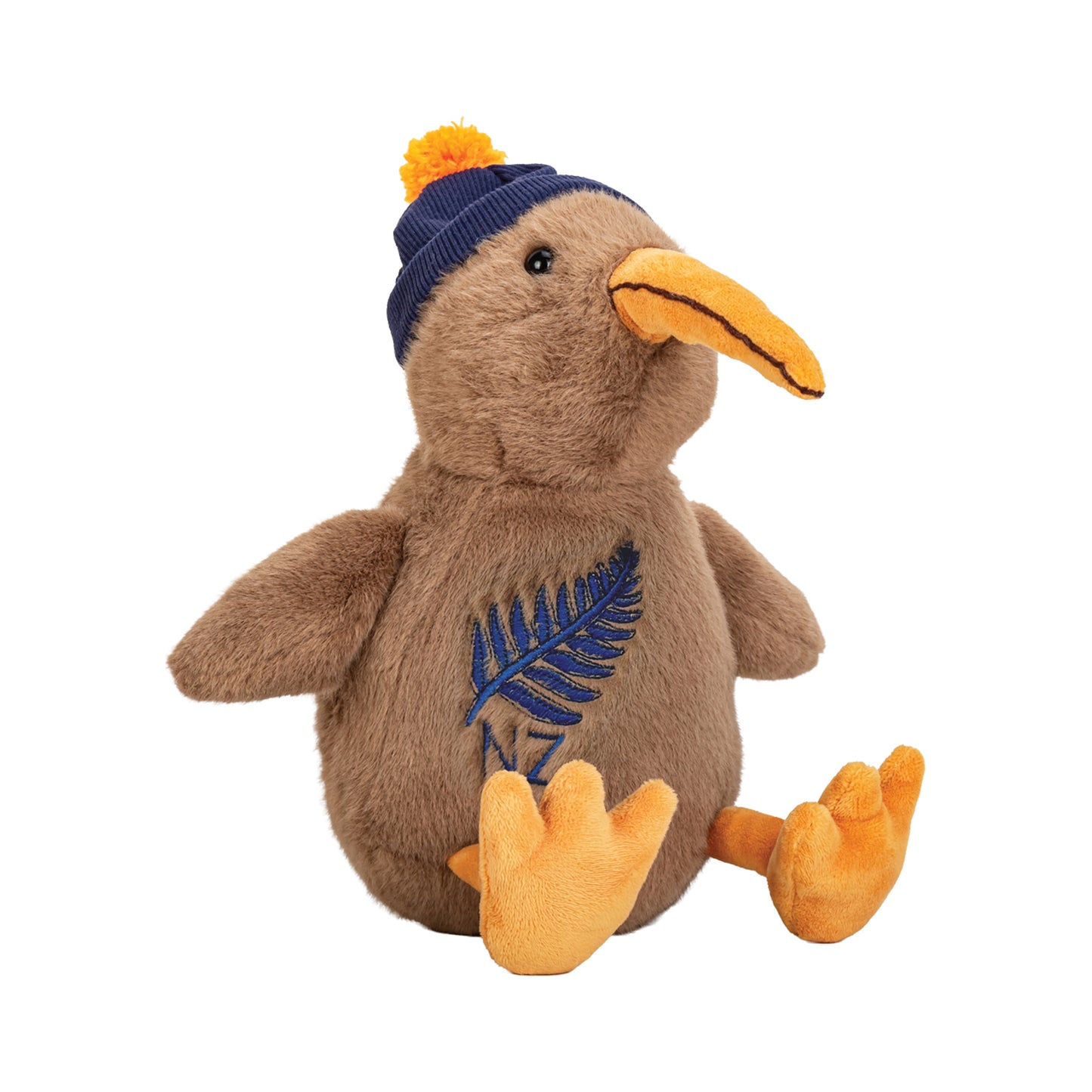 KTSNB - Kiwi Toy Sitting with Navy Beanie & Fern 23cm