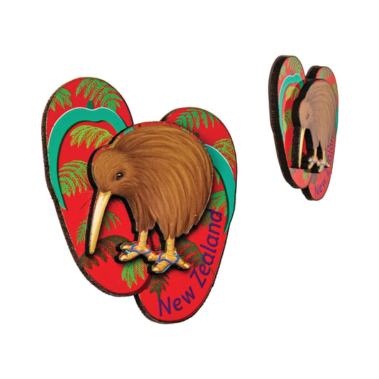 MW3KJ - Magnet Wooden 3D Kiwi Jandals