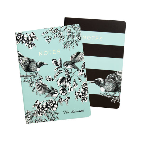 NBBPB - Notebook Soft Cover 2 pack Birds Pastel Blue