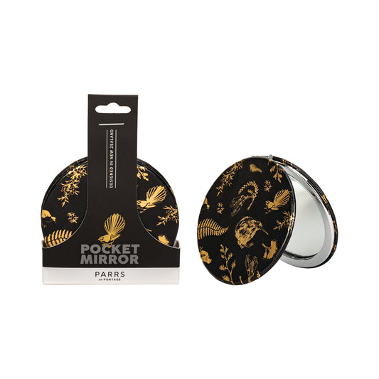 PMBGB - Pocket Mirror Black and Gold Birds