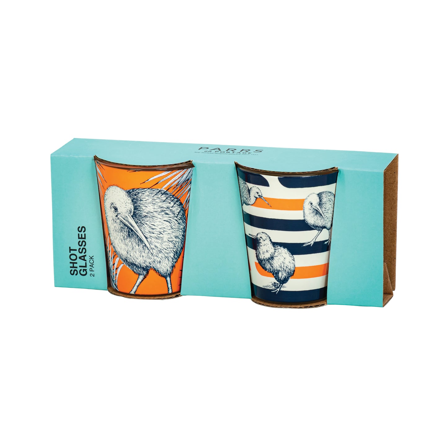 SHKIS2 - Shot Glass Kiwi Stripe Set of 2