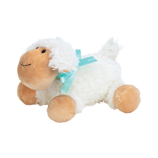 STLCM - Sheep Toy Lying Cream w/Ribbon Medium 9"