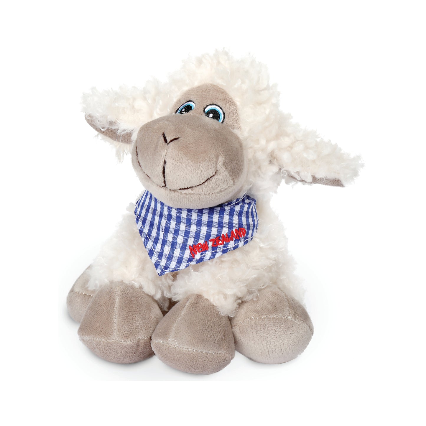 STSBS - Sheep Toy Sitting with Blue Check Scarf