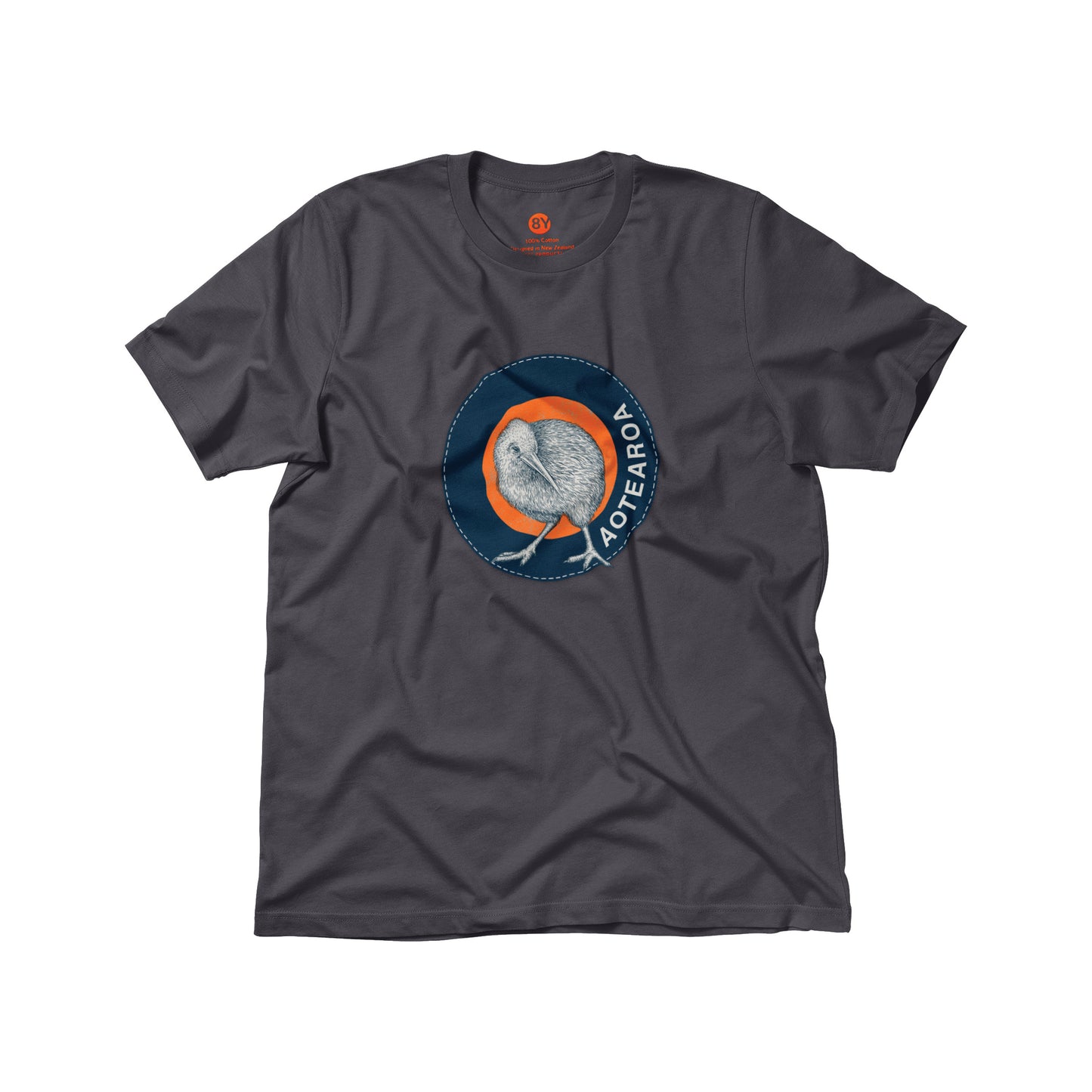 TCKISC6 - T-shirt Child Kiwi Stripe Charcoal Size 6