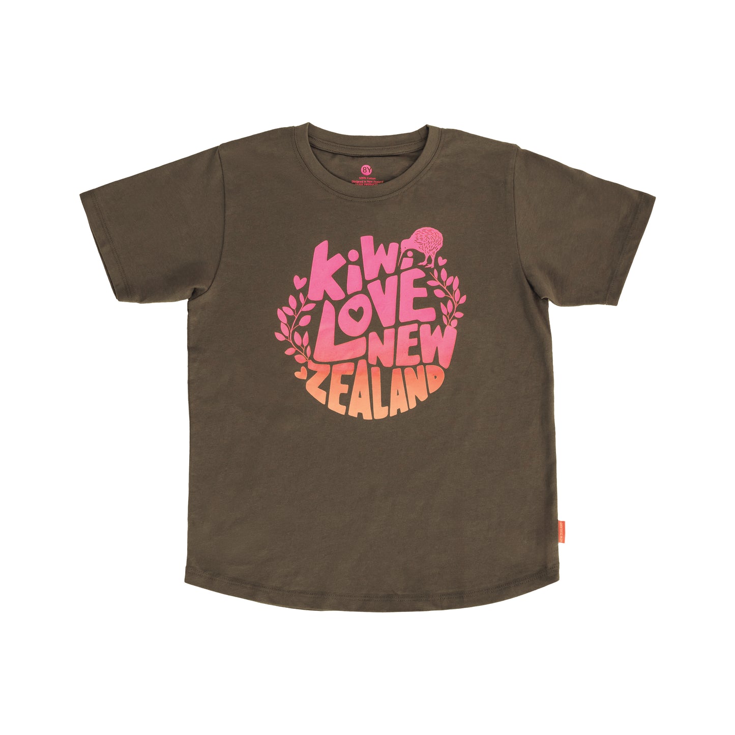 TCKLC2 - T-Shirt Child Kiwi Love Nz Charcoal Size 2