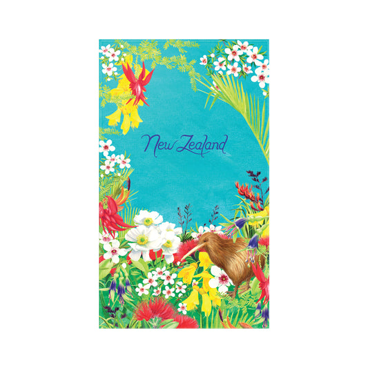 TTKFB - Tea Towel Kiwi Flower Blue