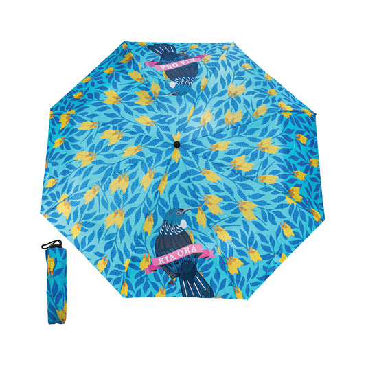 UKOFT - Umbrella Kia Ora Florals Tui Blue